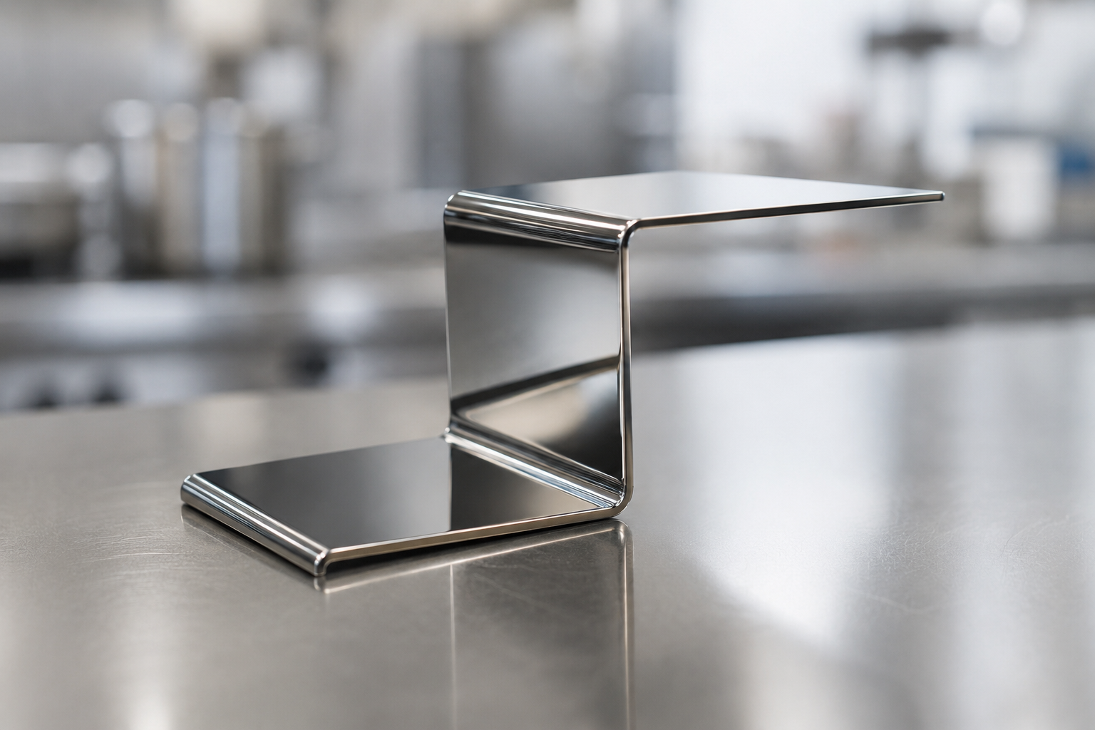 Tôle d'acier inoxydable poli miroir 304L pliée en forme de Z avec angles précis.
