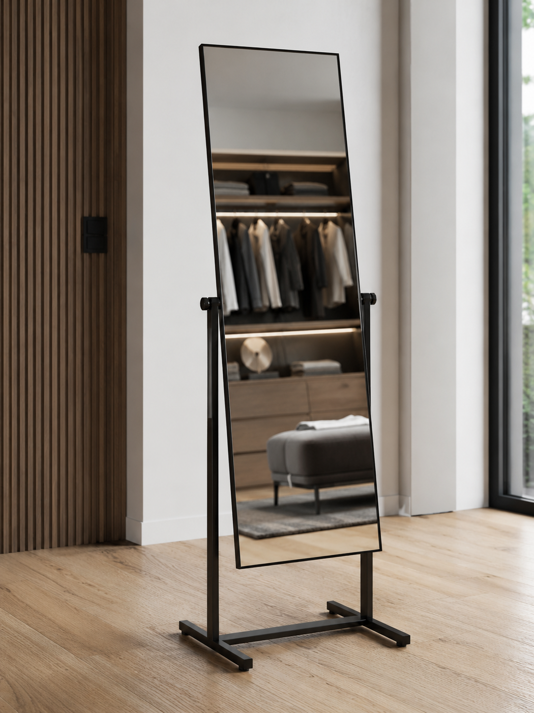 Miroir psyché sur pied en métal noir