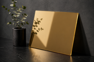 Plaque en PMMA miroir doré brillant et incassable pour la décoration d'intérieur
